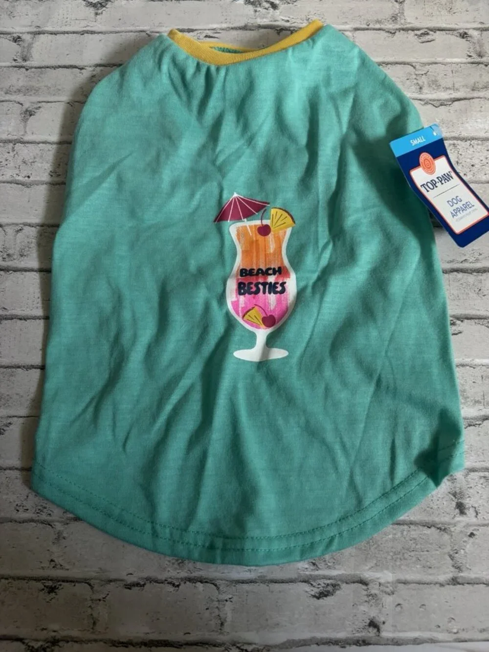 Top Paw Teal “Beach Besties” Dog Shirt Size S NWT